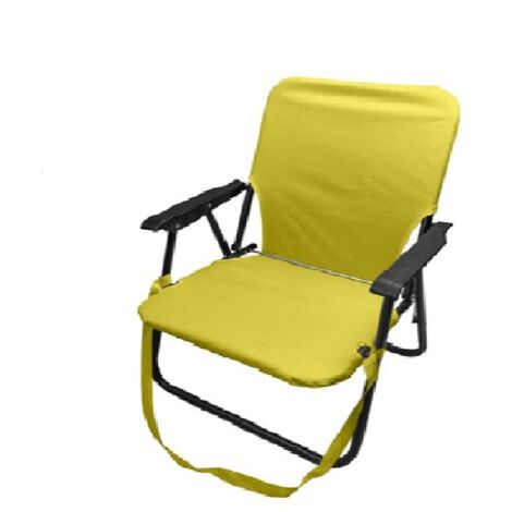 Sedia da Spiaggia e Campeggio Pieghevole con Braccioli Tracolla per Trasporto Resistente Fino a 100kg  Tessuto Oxford 600D Spiaggina Pratica - colorigenerali: GIALLO