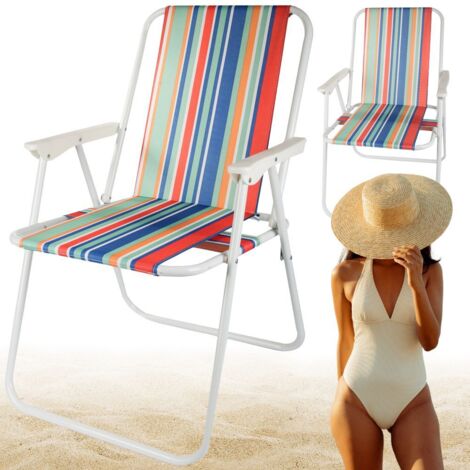 Sedia da spiaggia pieghevole a righe colorate (6)
