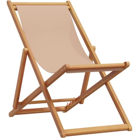 Sedia da Spiaggia Pieghevole Tortora Legno Eucalipto e Tessuto vidaXL