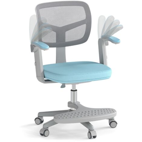 Sedia da studio con altezza regolabile da computer in rete, Sedia da scrivania per bambini ruote universali Blu
