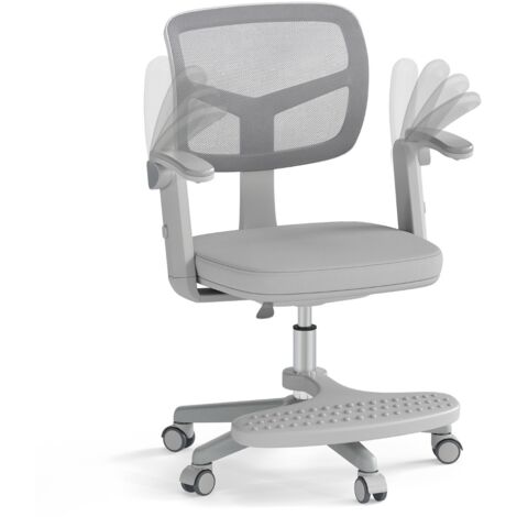 Sedia da studio con altezza regolabile da computer in rete, Sedia da scrivania per bambini ruote universali Grigio