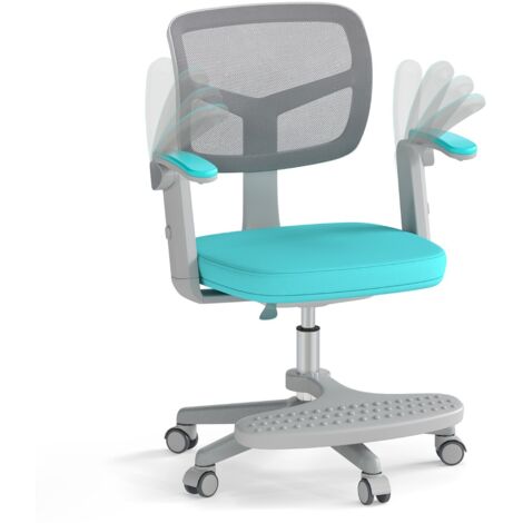 Sedia da studio con altezza regolabile da computer in rete, Sedia da scrivania per bambini ruote universali Verde