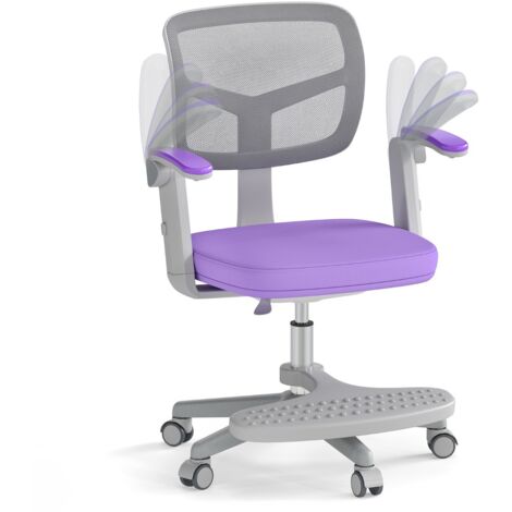 Sedia da studio con altezza regolabile da computer in rete, Sedia da scrivania per bambini ruote universali Viola
