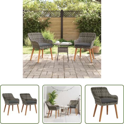 Sedia da terrazza -  Sedia da Giardino 2 pcs Grigio 62,5 x 55 x 82 cm polyrattan