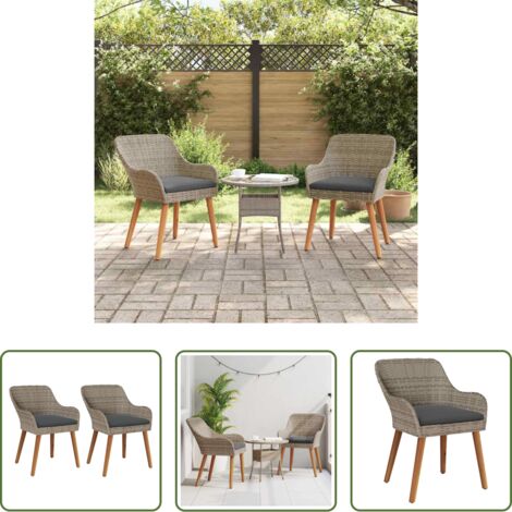 Sedia da terrazza -  Sedia da Giardino 2 pcs Nero 62,5 x 55 x 82 cm polyrattan