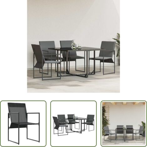 Sedia da terrazzo -  Sedia con cuscino 4 pcs Nero e antracite Textilene