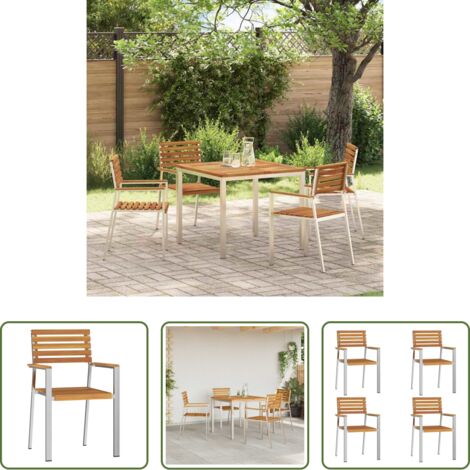 Sedia da terrazzo -  Sedia da Giardino 4 pcs Olio Naturale Legno di Acacia Massello