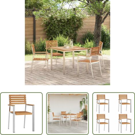 Sedia da terrazzo -  Sedia da Giardino 4 pcs Olio Naturale Legno di teak solido