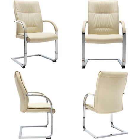 Sedia da Ufficio a Sbalzo Crema in Similpelle - Seduta ergonomica - Schienale ergonomico