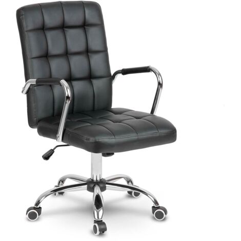 Sedia da ufficio Benton in pelle nera