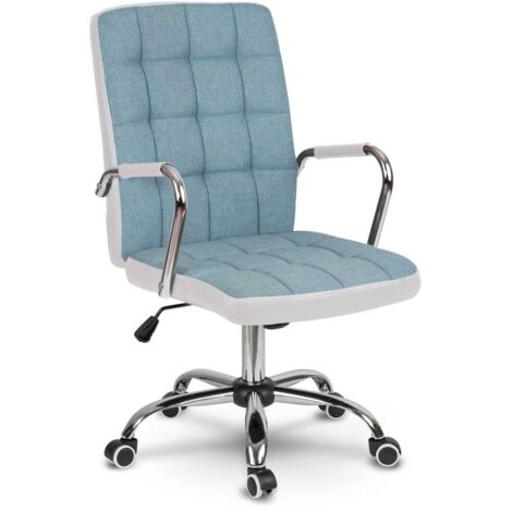 Sedia da ufficio Benton in tessuto blu e bianco