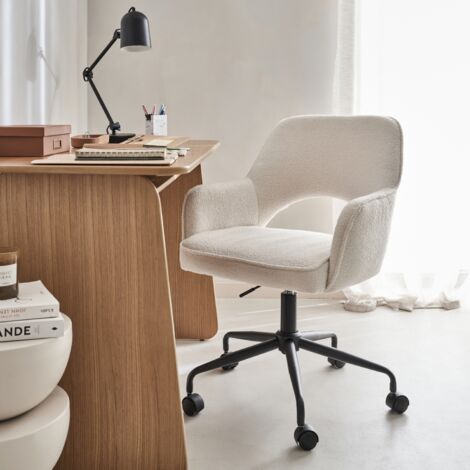 Sedia da ufficio bouclé con rotelle