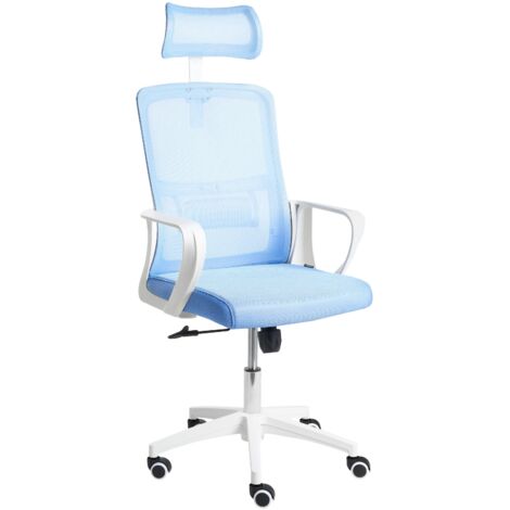 Sedia da ufficio con base girevole e poggiatesta regolabile in altezza con rete Blu Monarch
