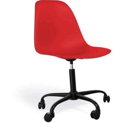 Sedia da ufficio con braccioli - Sedia da scrivania con ruote - Struttura nera Denisse Rosso