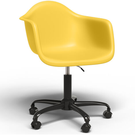 Sedia da ufficio con braccioli - Sedia da scrivania con ruote - Struttura nera Weston Giallo