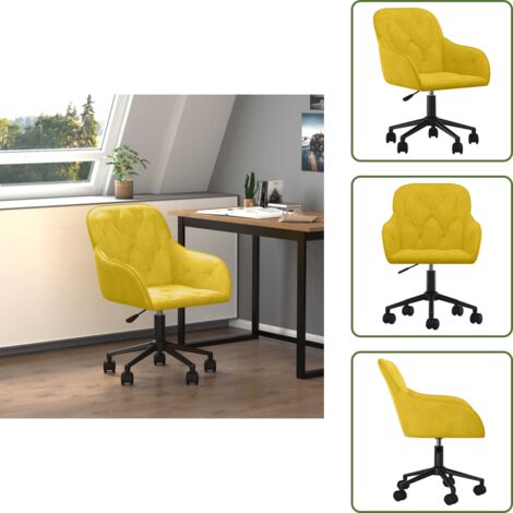 Sedia da ufficio con rotelle - vidaXL Sedia da Ufficio Girevole Gialla in Velluto - Sedia da ufficio regolabile