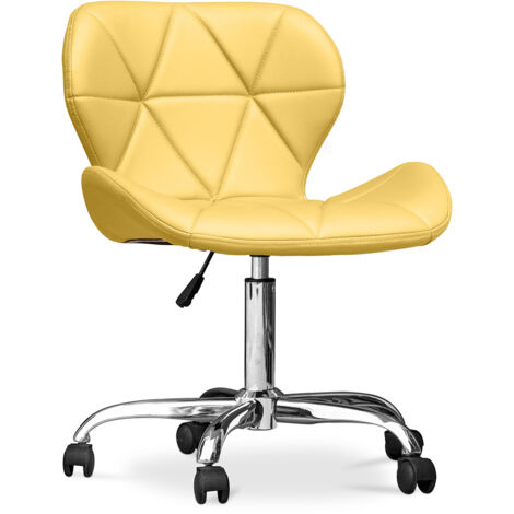 Sedia da ufficio con ruote - Sedia da scrivania girevole - Rivestita in similpelle - Wito Giallo