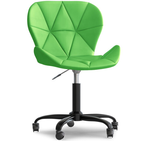 PRIVATEFLOOR Sedia da ufficio con ruote - Sedia girevole da scrivania - Rivestita in similpelle - Struttura nera Wito Verde - Pelle Vegan, PP, Metallo