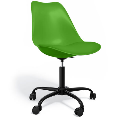 Sedia da ufficio con ruote - Sedia girevole per scrivania - Struttura nera Tulip Verde