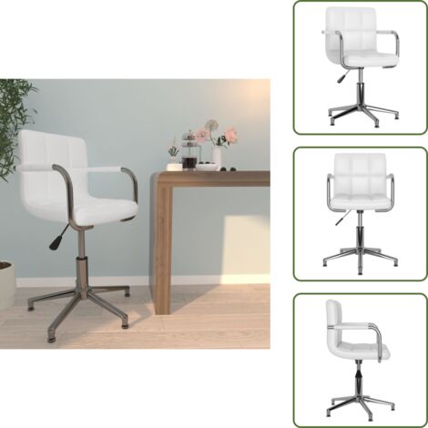 Sedia da ufficio con sedile girevole - vidaXL Sedia da Ufficio Girevole Bianca in Similpelle -