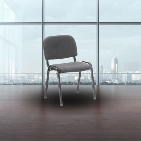 Sedia da ufficio con struttura in metallo nero e tessuto grigio