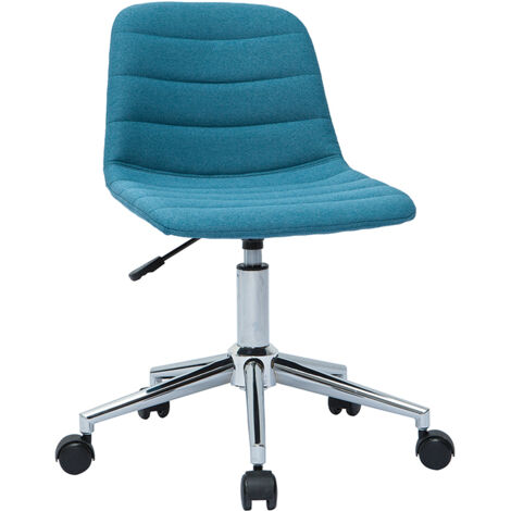 Sedia da ufficio design tessuto blu anatra e acciaio cromato SAURY