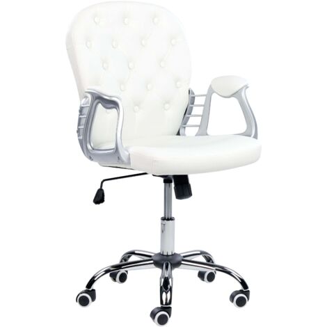 Sedia Da Ufficio Bianca In Ecopelle Girevole A 360&deg; E Regolabile In Altezza Tectake 85911513