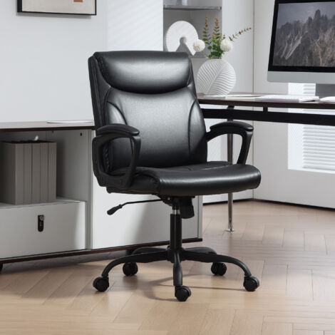 ALFORDSON Sedia Ufficio Ergonomica con Massaggio, Sedia Scrivania con Poggiapiedi e Supporto Lombare, Poltrona Girevole con Rotelle per Studio e Sala Riunioni, Similpelle(Nera