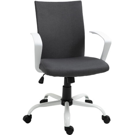 Sedia da Ufficio Ergonomica Girevole 61x61x89-99 cm in Poliestere Effetto Lino Grigio Scuro