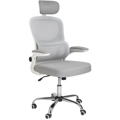 Sedia da Ufficio Ergonomica Grigio Schienale e Braccioli Regolabili