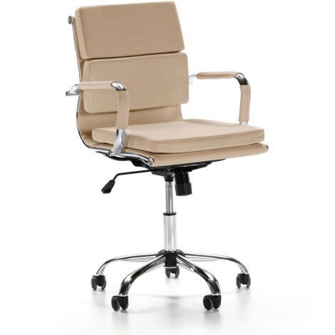 Sedia da Ufficio Fenix reclinabile Taupe, Ecopelle, Sedia Executive con poggiatesta Imbottito, Altezza Regolabile, Design ergonomico