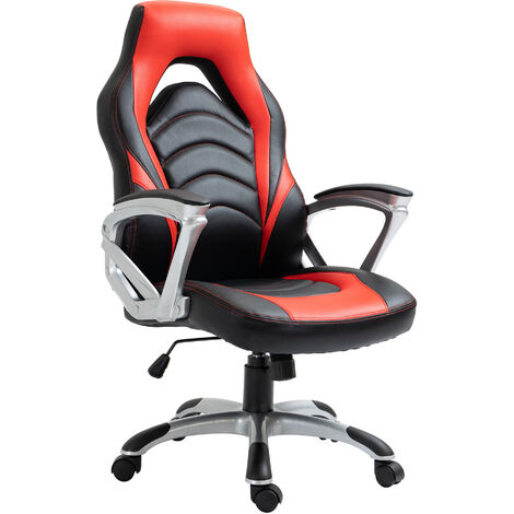 Sedia da ufficio Foxton in finta pelle nero/rosso