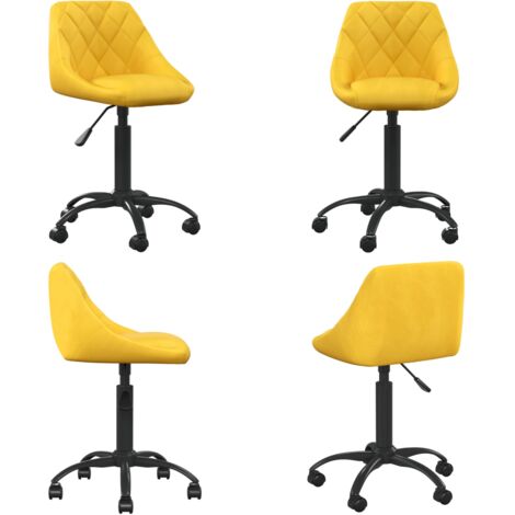Sedia da Ufficio Giallo Senape in Velluto - Sedia da ufficio regolabile - Sedia da pranzo