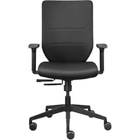 Sedia da ufficio girevole Comfort con braccioli, rivestimento nero rinforzato 410-520mm, portata 110kg, sincronizzata