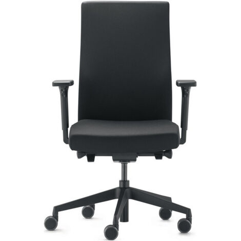 Sedia da ufficio girevole con tecnologia sincronizzata, nera, altezza regolabile 410-520 mm, portata 110 kg