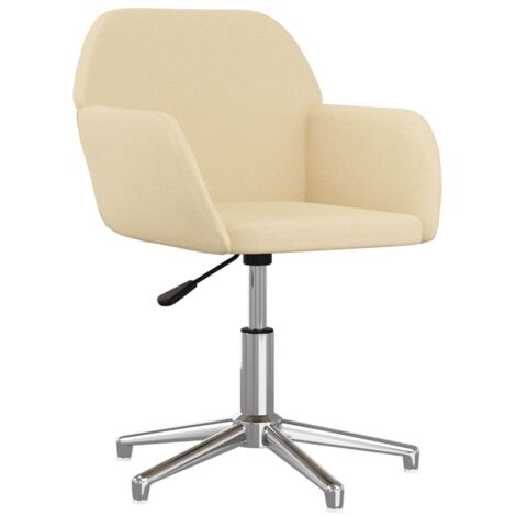 Sedia da Ufficio Girevole Crema in Tessuto vidaXL