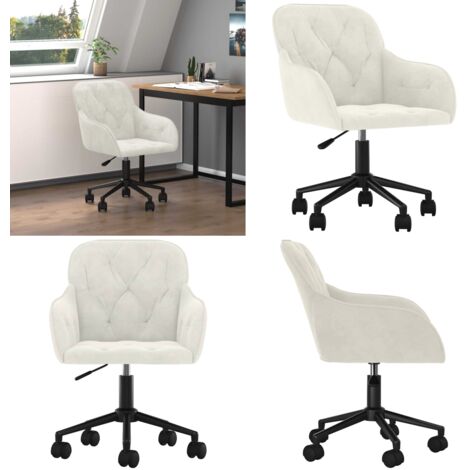 Sedia da Ufficio Girevole Crema in Velluto - Seduta in velluto - Sedia da ufficio con rotelle