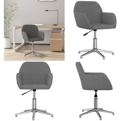 Sedia da Ufficio Girevole Grigio Chiaro in Tessuto - Sedia da ufficio in tessuto - Sedia da ufficio con rotazione