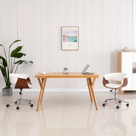 Sedia da Ufficio Girevole in Legno Piegato e Similpelle disponibile vari colori