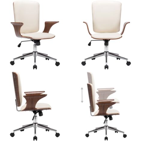 Sedia da Ufficio Girevole in Similpelle e Legno Curvato - Sedia da ufficio in similpelle - Sedia da ufficio in legno curvato