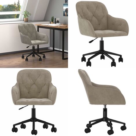 Sedia da Ufficio Girevole in Velluto Grigio Chiaro - Seduta in velluto - Comfort