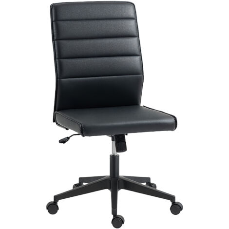 Sedia da ufficio in similpelle con funzione dondolo, altezza regolabile da 97 a 107 cm, sedia da scrivania girevole con schienale curvo e sedile imbottito, nera.