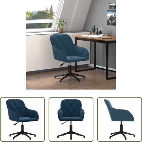 Sedia da ufficio in velluto -  Sedia Girevole da Ufficio Blu in Velluto