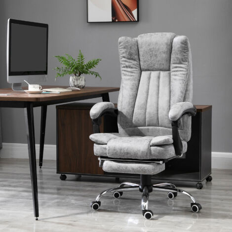 Sedia da Ufficio Massaggiante e Riscaldante ad Altezza Regolabile, Poltrona con Poggiapiedi, Sedia Ergonomica in Microfibra, 62x70x113-120 cm, Grigio