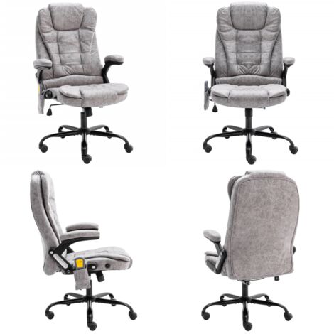 Sedia da Ufficio Massaggiante Grigio Chiaro in Scamosciato - Seduta ergonomica - Schienale alto