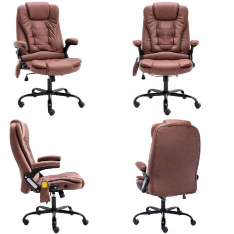 Sedia da Ufficio Massaggiante Marrone Chiaro in Scamosciato - Sedia ergonomica - Massaggio per schiena
