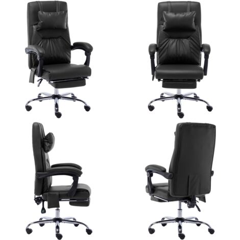 Sedia da Ufficio Massaggiante Nera in Similpelle - Sedia ergonomica - Sedia reclinabile