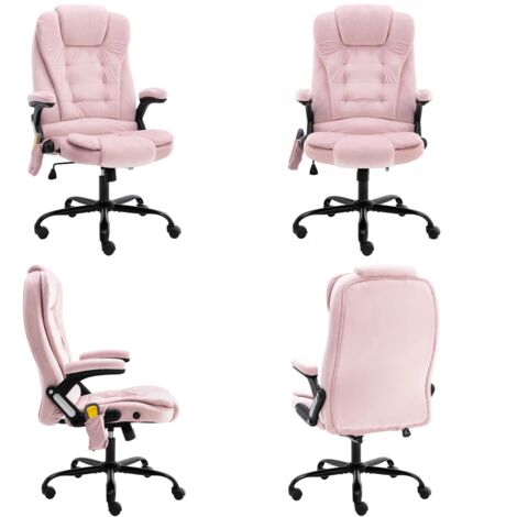 Sedia da Ufficio Massaggiante Rosa in Velluto - Massaggio - Schienale alto
