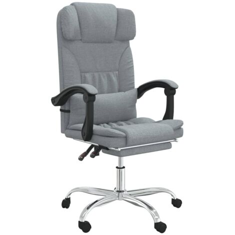 Sedia da Ufficio Massaggio Reclinabile Grigio chiaro in Tessuto vidaXL