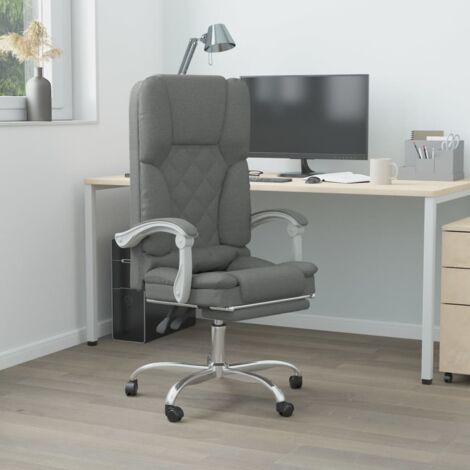 Sedia da Ufficio Massaggio Reclinabile Grigio Scuro in Tessuto vidaXL